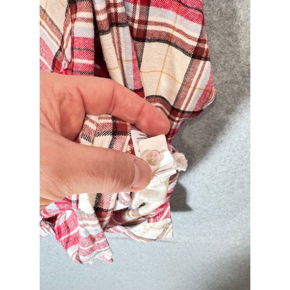 Croft & Barrow Flannel Shirt Plaid Button‎ Up Long Sleeve Red White XXL - Picture 9 of 15